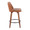 Toriano 26" Mid-Century Modern Fixed Height Counter Stool with Swivel in Walnut Wood and Camel Faux Leather with Round Black Footrest- Set of 2 — side view