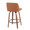 Toriano 26" Mid-Century Modern Fixed Height Counter Stool with Swivel in Walnut Wood and Camel Faux Leather with Round Black Footrest- Set of 2 — rear three-quarter view