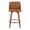 Toriano 26" Mid-Century Modern Fixed Height Counter Stool with Swivel in Walnut Wood and Camel Faux Leather with Round Black Footrest- Set of 2 — front view