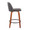 Tintori counter stool in Walnut Wood, Grey PU, Black Metal, side view, featuring metal footrest