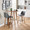 Tintori counter stool in Walnut Wood, Grey PU, Black Metal, featuring metal footrest