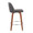 Tintori counter stool in Walnut Wood, Grey PU, Chrome Metal, side view, featuring metal footrest