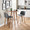 Tintori counter stool in Walnut Wood, Grey PU, Chrome Metal, featuring metal footrest