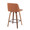 Tintori counter stool in Walnut Wood, Camel PU, Black Steel, back and side view, featuring swivel and metal footrest