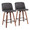 Toriano 26" Mid-Century Modern Fixed-Height Counter Stool with Swivel in Walnut Wood and Grey Faux Leather with Square Black Metal Footrest- Set of 2 — pair view