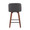 Toriano 26" Mid-Century Modern Fixed-Height Counter Stool with Swivel in Walnut Wood and Grey Faux Leather with Square Black Metal Footrest- Set of 2 — back view