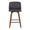Toriano 26" Mid-Century Modern Fixed-Height Counter Stool with Swivel in Walnut Wood and Grey Faux Leather with Square Black Metal Footrest- Set of 2 — front view