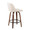 Tintori counter stool in Walnut Wood, Cream Noise Fabric, Black Steel, back and side view, featuring metal footrest