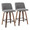 Tintori counter stool in Walnut Wood, Grey Noise Fabric, Black Metal, coordinated set view, featuring metal footrest