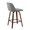 Toriano Mid-Century Modern Fixed-Height Counter Stool in Walnut Wood with Square Black Footrest and Noise Grey Fabric- Set of 2 — rear three-quarter view