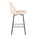 Tintori counter stool in Black Metal, Cream Pu, Gold Metal, side view, featuring swivel and metal footrest