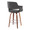 Vintage Flair counter stool in Walnut Wood, Chrome Metal, Charcoal Fabric, back and side view, featuring swivel and wood frame