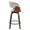 Vintage Mod counter stool in Walnut Glazed Wood, Stone Fabric, Walnut Wood, Black Metal, side view, featuring swivel and wood frame