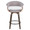 Vintage Mod counter stool in Walnut Glazed Wood, Stone Fabric, Walnut Wood, Black Metal, front view, featuring swivel and wood frame