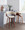Vintage Mod counter stool in Walnut Wood, Black Metal, Cream Fabric, featuring swivel and upholstered seat