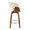 Vintage Mod counter stool in Walnut Wood, Chrome Metal, Cream Fabric, side view, featuring swivel and upholstered seat