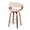 Vintage Mod counter stool in Walnut Wood, Chrome Metal, Cream Fabric, back and side view, featuring swivel and upholstered seat