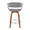 Vintage Mod counter stool in Walnut Wood, Chrome Metal, Light Grey Fabric, back view, featuring swivel and upholstered seat