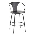 Waco Industrial Counter Stool with Black Metal and Black Wood. — product view