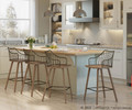 Winston counter stool in Whitewashed Wood, Antique Copper Metal