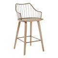 Winston Farmhouse Counter Stool in Whitewashed Wood and Antique Copper Metal — product view