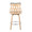 York counter stool in Natural Wood, Light Grey Fabric, Chrome, back view, featuring swivel and metal footrest