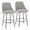 Marcel counter stool in Black Metal, Light Grey Fabric, Brass Metal, coordinated set view, featuring swivel