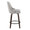 Studded Marcel 27" Transitional Fixed-Height Counter Stool with Swivel in Walnut Glazed Wood and Light Grey Fabric with Brass Nailhead Trim and Round Black Metal Footrest- Set of 2 — side view