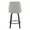 Studded Marcel 27" Transitional Fixed-Height Counter Stool with Swivel in Walnut Glazed Wood and Light Grey Fabric with Brass Nailhead Trim and Round Black Metal Footrest- Set of 2 — back view