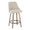 Marcel counter stool in Whitewashed Wood, Black Metal, Cream Fabric, Brass Metal, product view, featuring swivel and wood frame