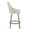 Studded Marcel 27" Transitional Fixed-Height Counter Stool with Swivel in Whitewashed Wood and Cream Fabric with Brass Nailhead Trim and Round Black Metal Footrest- Set of 2 — side view