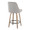 Marcel counter stool in Whitewashed Wood, Light Grey Fabric, Brass Metal, Black Metal, back and side view, featuring swivel and wood frame