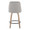 Marcel counter stool in Whitewashed Wood, Light Grey Fabric, Brass Metal, Black Metal, back view, featuring swivel and wood frame