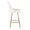 Marcel counter stool in Gold Metal, White PU, side view, featuring metal footrest