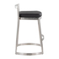 Fuji counter stool in Stainless Steel, Black PU, side view