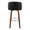 Fran 29" Mid-Century Modern Fixed-Height Barstool with Swivel in Walnut Wood and Black Faux Leather with Round Chrome Metal Footrest- Set of 2 — back view
