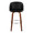 Fran 29" Mid-Century Modern Fixed-Height Barstool with Swivel in Walnut Wood and Black Faux Leather with Round Chrome Metal Footrest- Set of 2 — front view