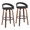 Grotto Upholstered 30" Contemporary Fixed-Height Barstool with Swivel in Walnut Wood and Black Faux Leather with Round Black Metal Footrest- Set of 2 — pair view