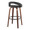 Grotto Upholstered 30" Contemporary Fixed-Height Barstool with Swivel in Walnut Wood and Black Faux Leather with Round Black Metal Footrest- Set of 2 — rear three-quarter view