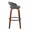 Grotto bar stool in Walnut Wood, Grey PU, Black Metal, side view, featuring swivel and wood frame