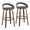 Grotto bar stool in Walnut Wood, Grey PU, Black Metal, coordinated set view, featuring swivel and wood frame