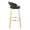 Grotto bar stool in Natural Wood, Black PU, Chrome Metal, side view, featuring swivel and wood frame