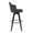Ahoy Upholstered 30" Contemporary Fixed-Height Barstool with Swivel in Black Wood and Charcoal Fabric with Round Black Metal Footrest- Set of 2 — side view