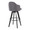 Ahoy Upholstered 30" Contemporary Fixed-Height Barstool with Swivel in Black Wood and Grey Fabric with Round Black Metal Footrest- Set of 2 — rear three-quarter view