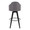 Ahoy Upholstered 30" Contemporary Fixed-Height Barstool with Swivel in Black Wood and Grey Fabric with Round Black Metal Footrest- Set of 2 — back view