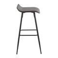 Ale bar stool in Black Metal, Espresso PU, side view, featuring upholstered seat