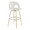 Ava bar stool in Gold Metal, Snow White Fabric, back and side view, featuring swivel