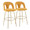 Ava Upholstered 30" Contemporary Fixed-Height Barstool with Swivel in Gold Metal and Yellow Fabric with Round Gold Metal Footrest- Set of 2 — pair view