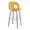 Ava Upholstered 30" Contemporary Fixed-Height Barstool with Swivel in Black Metal and Yellow Fabric with Round Gold Metal Footrest- Set of 2 — rear three-quarter view