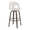 Ava Upholstered 30" Contemporary Fixed-Height Barstool with Swivel in Walnut Glazed Wood and Snow White Fabric with Round Black Metal Footrest- Set of 2 — rear three-quarter view